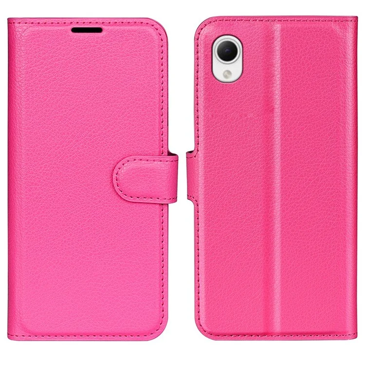 Litchi Texture PU Leather Phone Case for Samsung Galaxy A23e, Anti-scratch Wallet Stand Protective Phone Cover - Black-Cellmalls