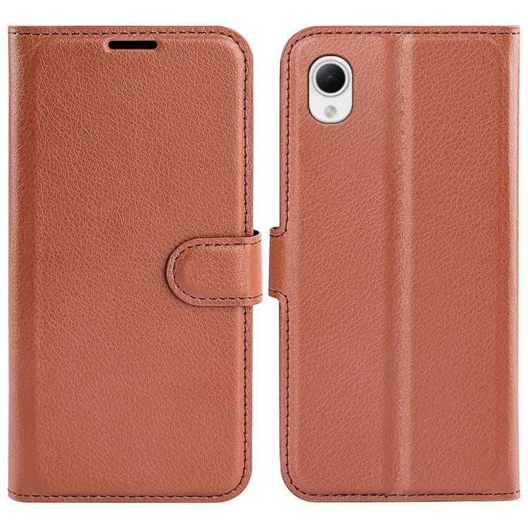 Litchi Texture PU Leather Phone Case for Samsung Galaxy A23e, Anti-scratch Wallet Stand Protective Phone Cover - Black-Cellmalls