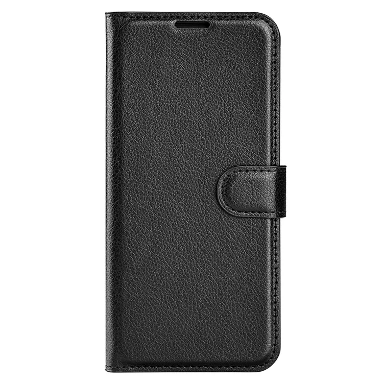 For Samsung Galaxy A24 4G (162.1 x 77.6 x 8.3mm) PU Leather Wallet Shell Litchi Texture Phone Case Flip Stand Cover - Black-Cellmalls