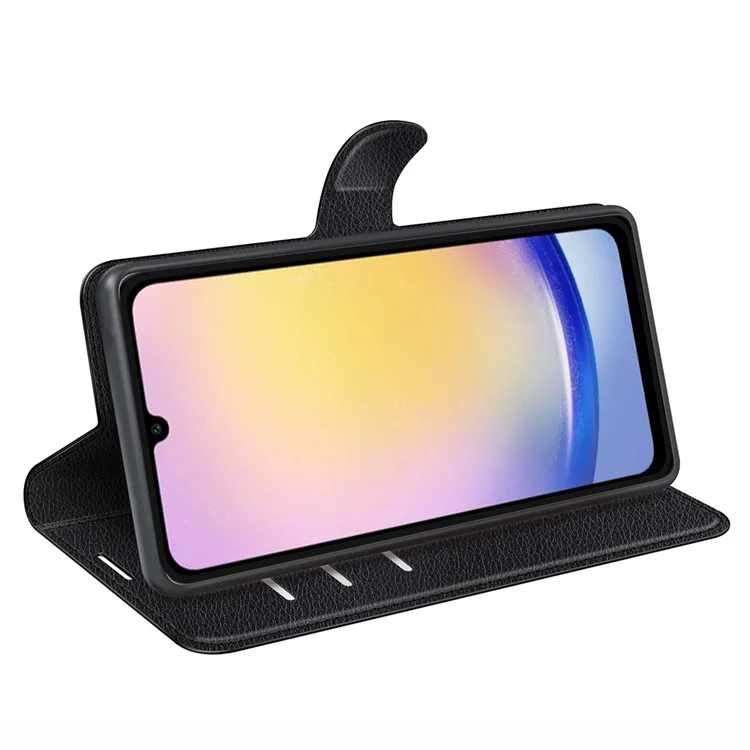 For Samsung Galaxy A26 5G Case Litchi Texture Shockproof Leather Wallet Phone Cover - Black-Cellmalls