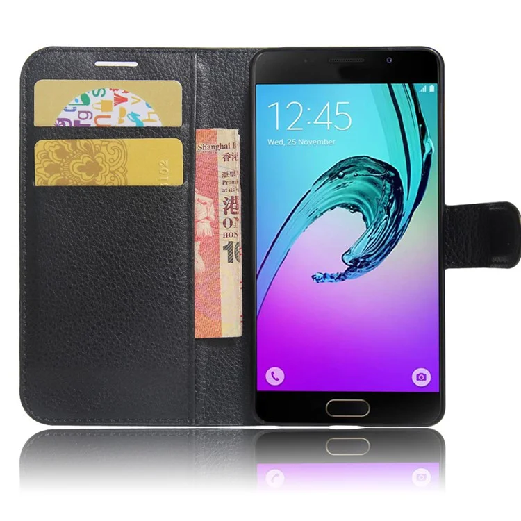 Litchi Grain Wallet Stand Leather Protective Case for Samsung Galaxy A3 (2017) - Black-Cellmalls