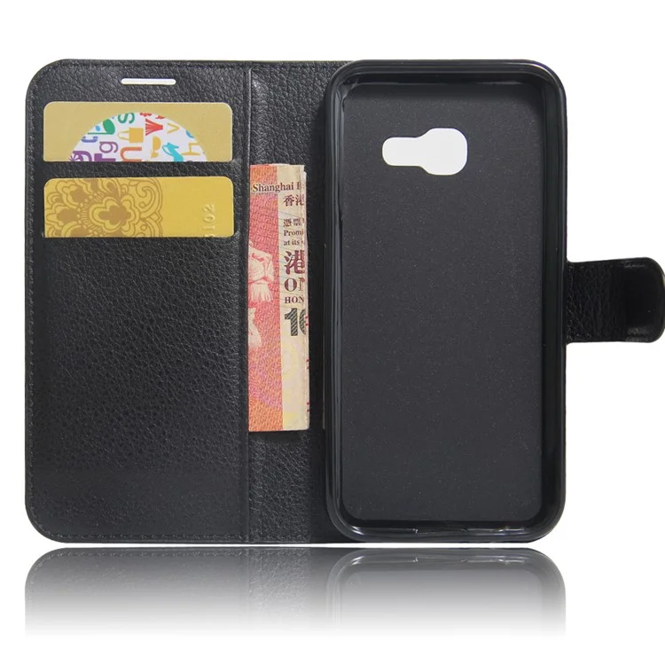 Litchi Grain Wallet Stand Leather Protective Case for Samsung Galaxy A3 (2017) - Black-Cellmalls