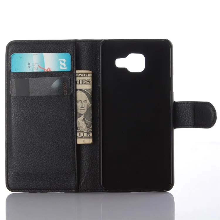 Litchi Wallet Leather Phone Case for Samsung Galaxy A3 SM-A310F with Stand - Black-Cellmalls