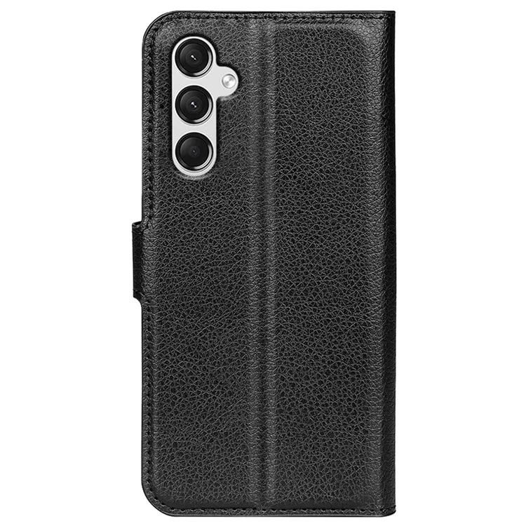 For Samsung Galaxy A25 5G (Global) (161.0 x 76.5 x 8.3mm) Case Slim-Fit Wallet Phone Shell Litchi Texture Leather Stand Cover - Black-Cellmalls