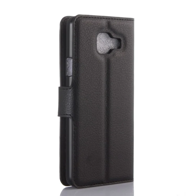 Litchi Wallet Leather Phone Case for Samsung Galaxy A3 SM-A310F with Stand - Black-Cellmalls