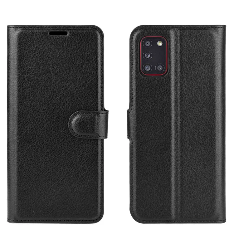 Litchi Surface Wallet Leather Case for Samsung Galaxy A31 - Black-Cellmalls