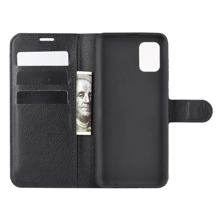 Litchi Surface Wallet Leather Case for Samsung Galaxy A31 - Black-Cellmalls
