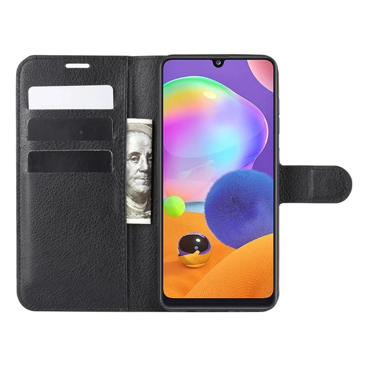 Litchi Surface Wallet Leather Case for Samsung Galaxy A31 - Black-Cellmalls