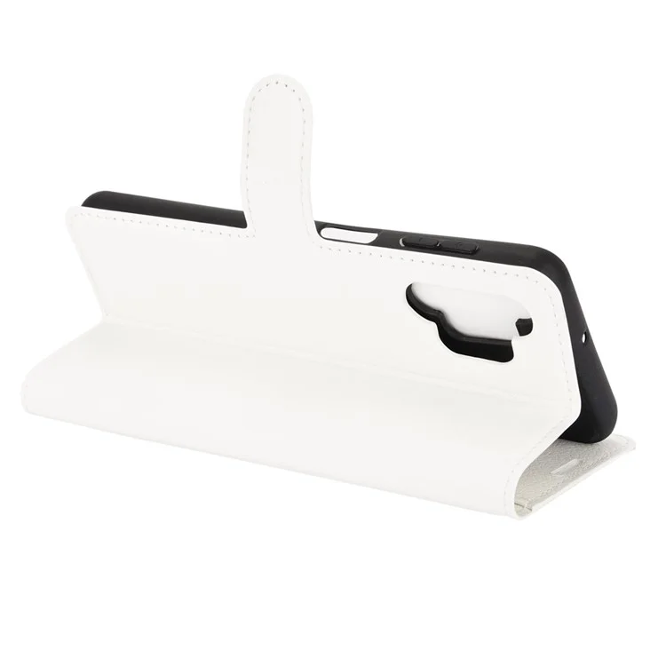 Folio Flip Anti-Scratch Litchi Skin Leather Mobile Phone Wallet Stand Cover Case for Samsung Galaxy A32 4G (EU Version) - White-Cellmalls