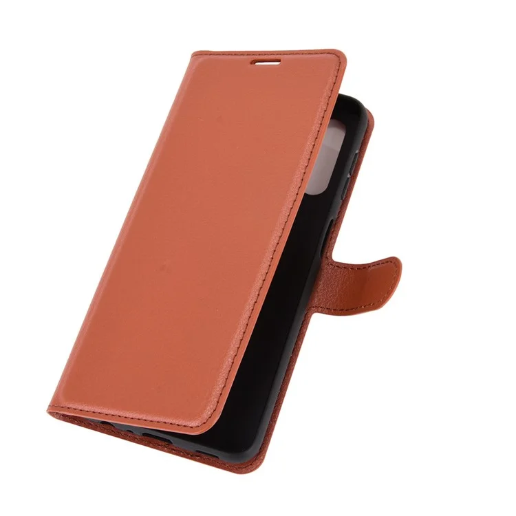 Litchi Texture Wallet Leather Protector Phone Stand Cover for Samsung Galaxy A32 5G / M32 5G - Brown-Cellmalls