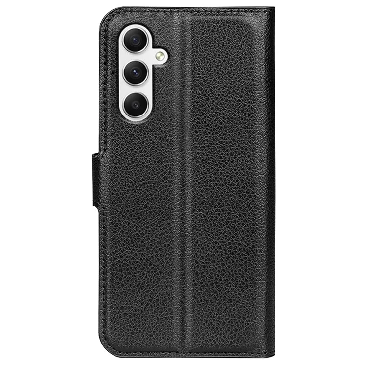 For Samsung Galaxy A35 5G Litchi Texture Wallet Case PU Leather Phone Stand Cover - Black-Cellmalls