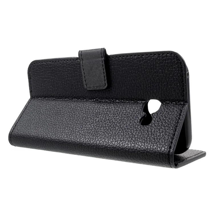 Flip Stand Magnetic Leather Wallet Phone Case for Samsung Galaxy A5 (2017) Litchi Texture - Black-Cellmalls