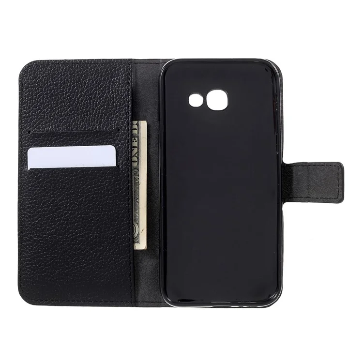 Flip Stand Magnetic Leather Wallet Phone Case for Samsung Galaxy A5 (2017) Litchi Texture - Black-Cellmalls