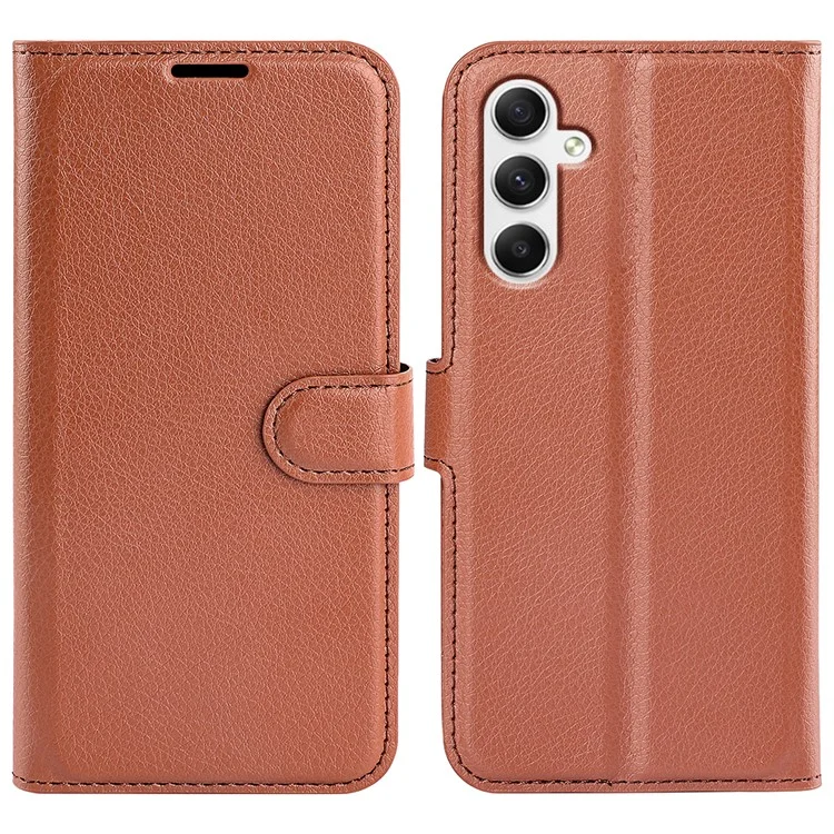 For Samsung Galaxy A35 5G Litchi Texture Wallet Case PU Leather Phone Stand Cover - Black-Cellmalls