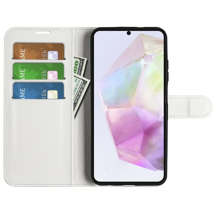 For Samsung Galaxy A36 5G / A56 5G Case Litchi Texture Shockproof Leather Wallet Phone Cover - White-Cellmalls
