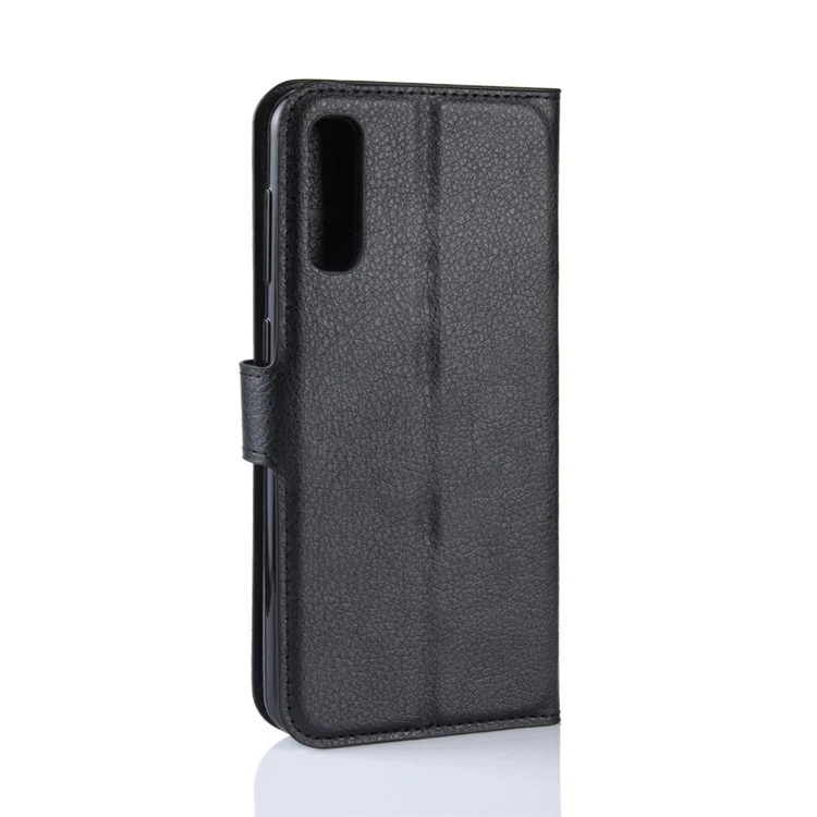 Litchi Skin Wallet Leather Stand Case for Samsung Galaxy A50 / A50s / A30s Cell Phone Case - Black-Cellmalls