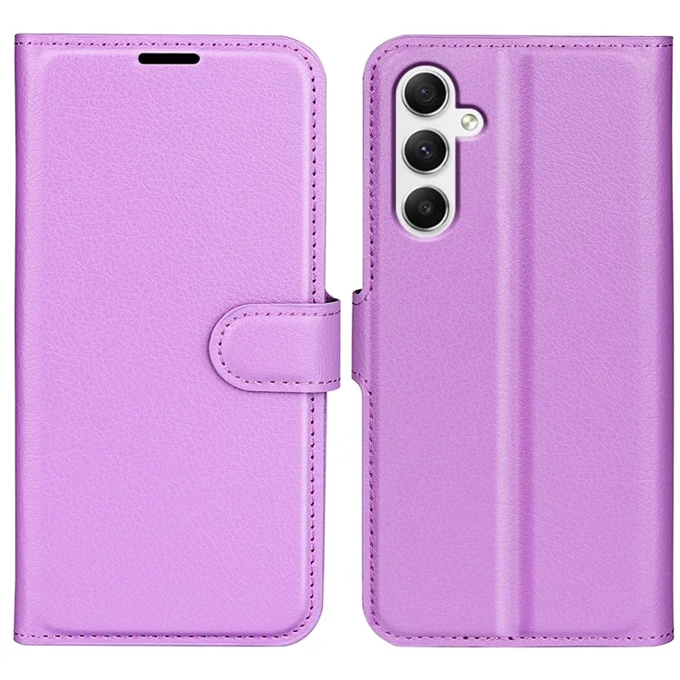 For Samsung Galaxy A35 5G Litchi Texture Wallet Case PU Leather Phone Stand Cover - Black-Cellmalls