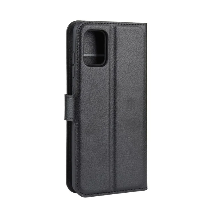 Litchi Surface with Wallet Leather Stand Case for Samsung Galaxy A51 5G SM-A516 - Black-Cellmalls