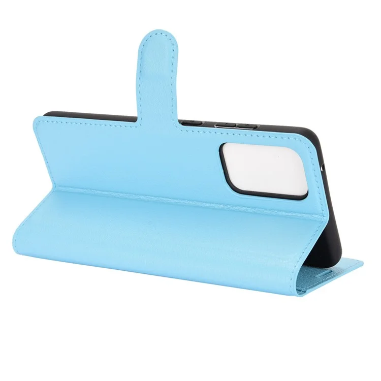 Litchi Texture Leather Wallet Stand Design Phone Cover for Samsung Galaxy A52 4G / 5G / A52s 5G - Blue-Cellmalls