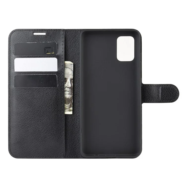 Litchi Surface with Wallet Leather Stand Case for Samsung Galaxy A51 5G SM-A516 - Black-Cellmalls