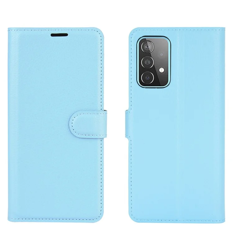 Litchi Texture Leather Wallet Stand Design Phone Cover for Samsung Galaxy A52 4G / 5G / A52s 5G - Blue-Cellmalls