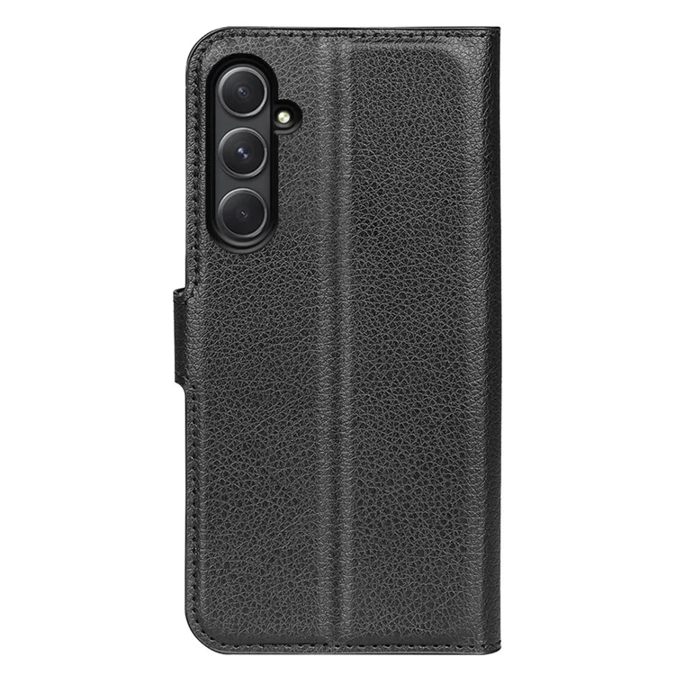 For Samsung Galaxy A55 5G Leather Litchi Texture Case Flip Wallet Phone Cover - Black-Cellmalls