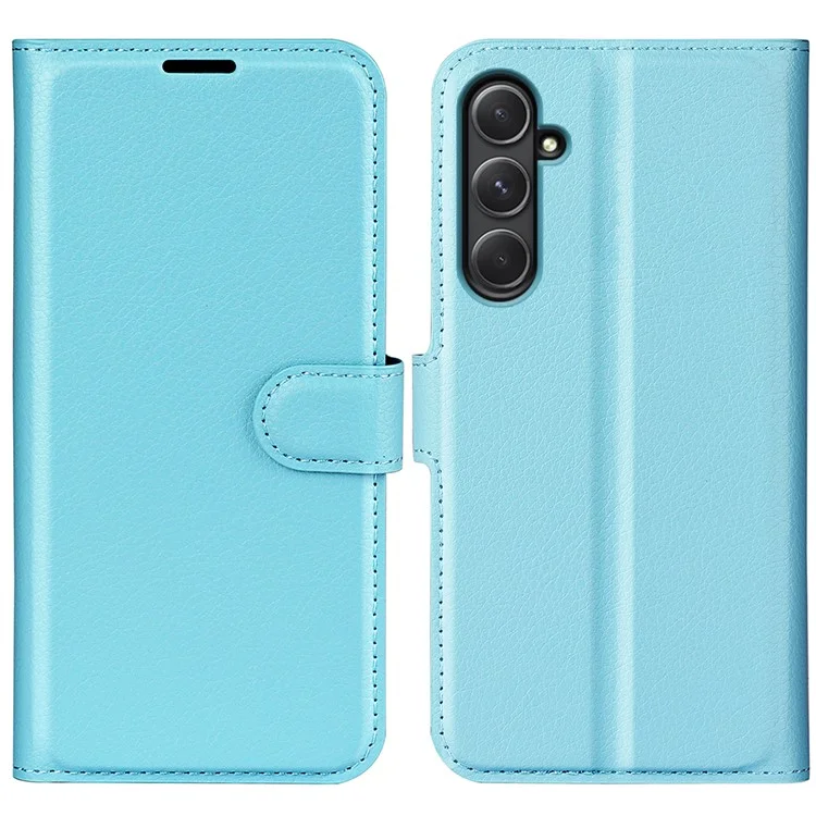 For Samsung Galaxy A55 5G Leather Litchi Texture Case Flip Wallet Phone Cover - Black-Cellmalls