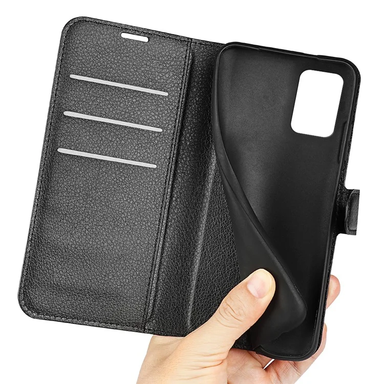 For Samsung Galaxy A53 5G Litchi Texture PU Leather Folio Case Magnetic Clasp Anti-scratch Phone Cover with Stand Wallet - Black-Cellmalls