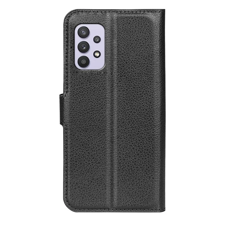 For Samsung Galaxy A53 5G Litchi Texture PU Leather Folio Case Magnetic Clasp Anti-scratch Phone Cover with Stand Wallet - Black-Cellmalls
