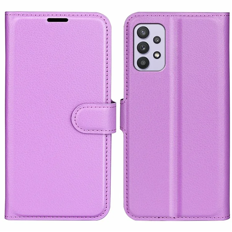 For Samsung Galaxy A53 5G Litchi Texture PU Leather Folio Case Magnetic Clasp Anti-scratch Phone Cover with Stand Wallet - Black-Cellmalls