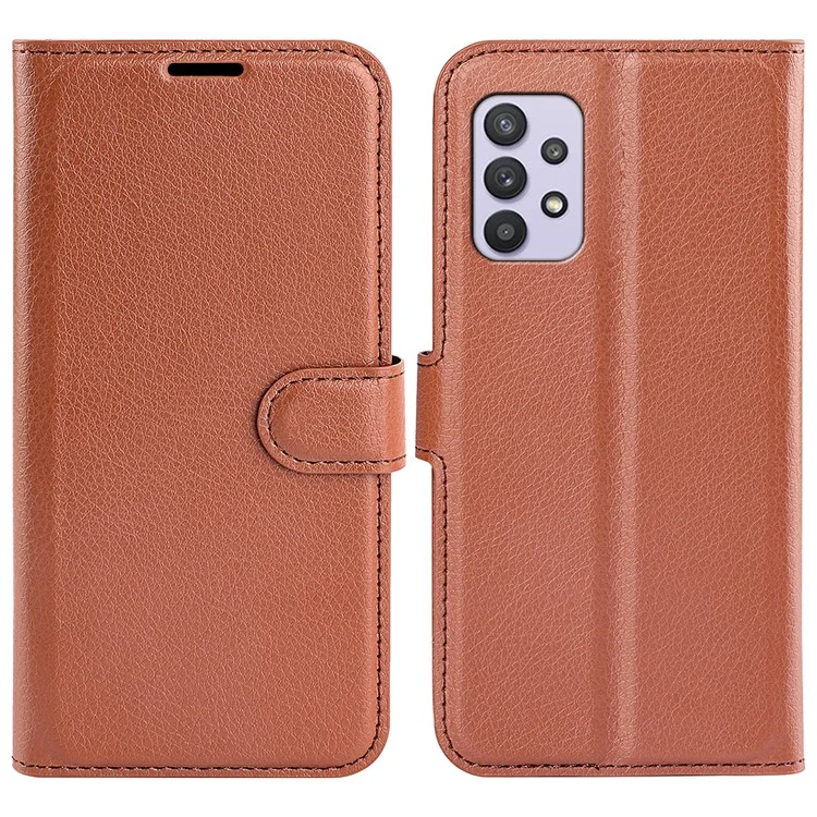 For Samsung Galaxy A53 5G Litchi Texture PU Leather Folio Case Magnetic Clasp Anti-scratch Phone Cover with Stand Wallet - Black-Cellmalls