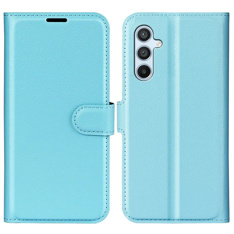 For Samsung Galaxy A54 5G Litchi Texture Anti-drop Cell Phone Cover PU Leather + TPU Folio Flip Magnetic Clasp Stand Wallet Phone Case - Black-Cellmalls