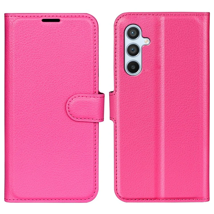 For Samsung Galaxy A54 5G Litchi Texture Anti-drop Cell Phone Cover PU Leather + TPU Folio Flip Magnetic Clasp Stand Wallet Phone Case - Black-Cellmalls