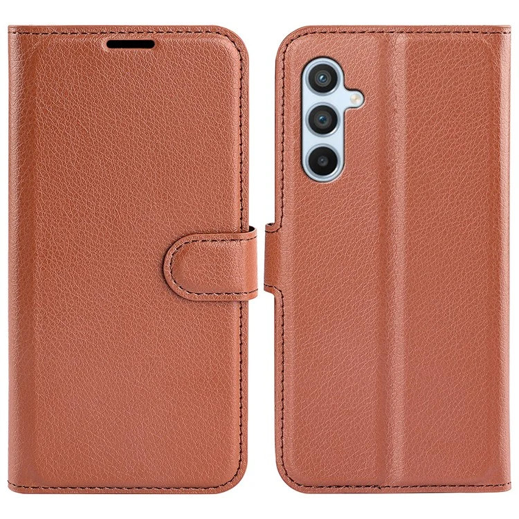 For Samsung Galaxy A54 5G Litchi Texture Anti-drop Cell Phone Cover PU Leather + TPU Folio Flip Magnetic Clasp Stand Wallet Phone Case - Black-Cellmalls