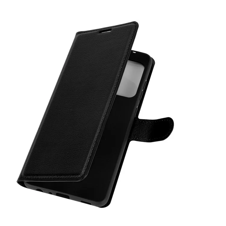 Wallet Stand Design Litchi Texture Leather Phone Cover for Samsung Galaxy A72 4G / 5G - Black-Cellmalls