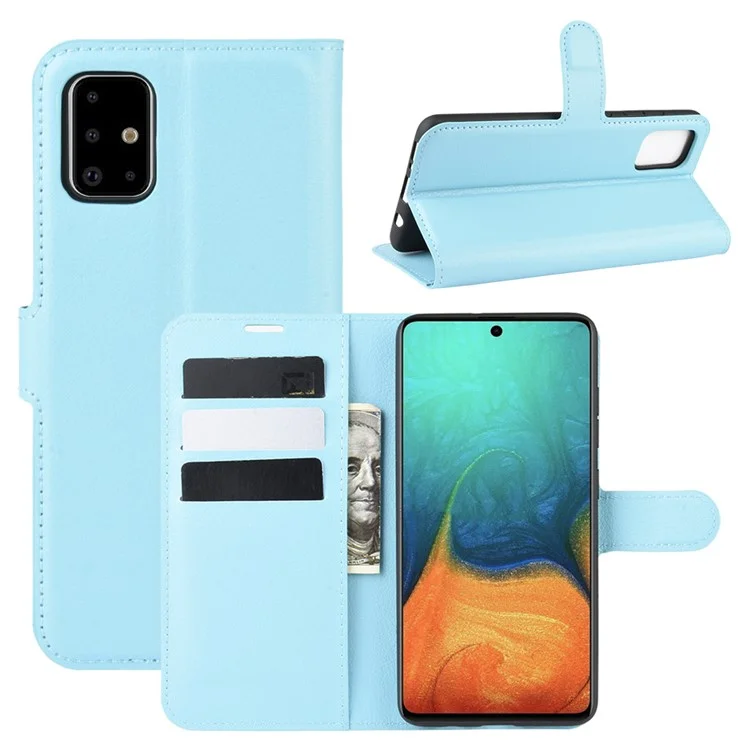 Litchi Skin Leather Wallet Case for Samsung Galaxy A71 Adjustable Stand Design Phone Case - White-Cellmalls