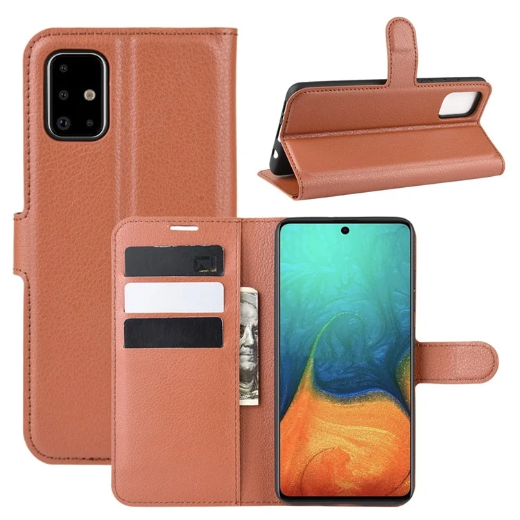 Litchi Skin Leather Wallet Case for Samsung Galaxy A71 Adjustable Stand Design Phone Case - White-Cellmalls