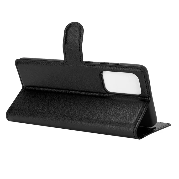 Wallet Stand Design Litchi Texture Leather Phone Cover for Samsung Galaxy A72 4G / 5G - Black-Cellmalls