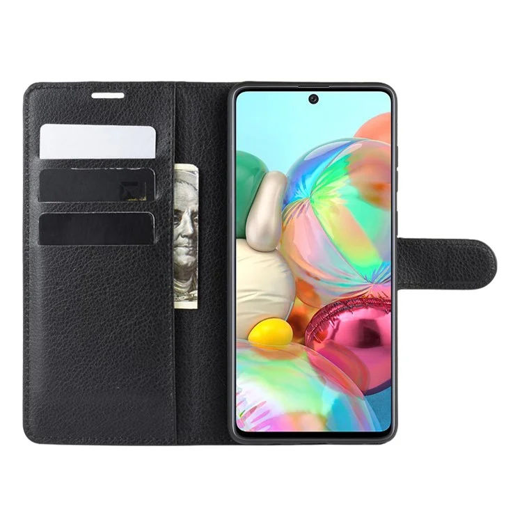 Litchi Skin Wallet Flip Leather Case for Galaxy A81 / Note 10 Lite / M60s - Black-Cellmalls