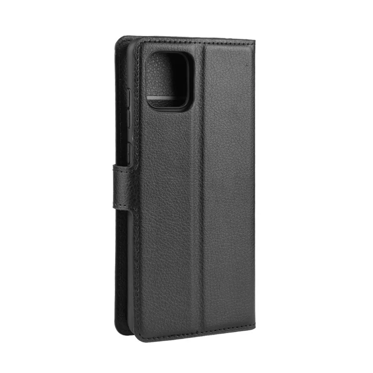 Litchi Skin Wallet Flip Leather Case for Galaxy A81 / Note 10 Lite / M60s - Black-Cellmalls