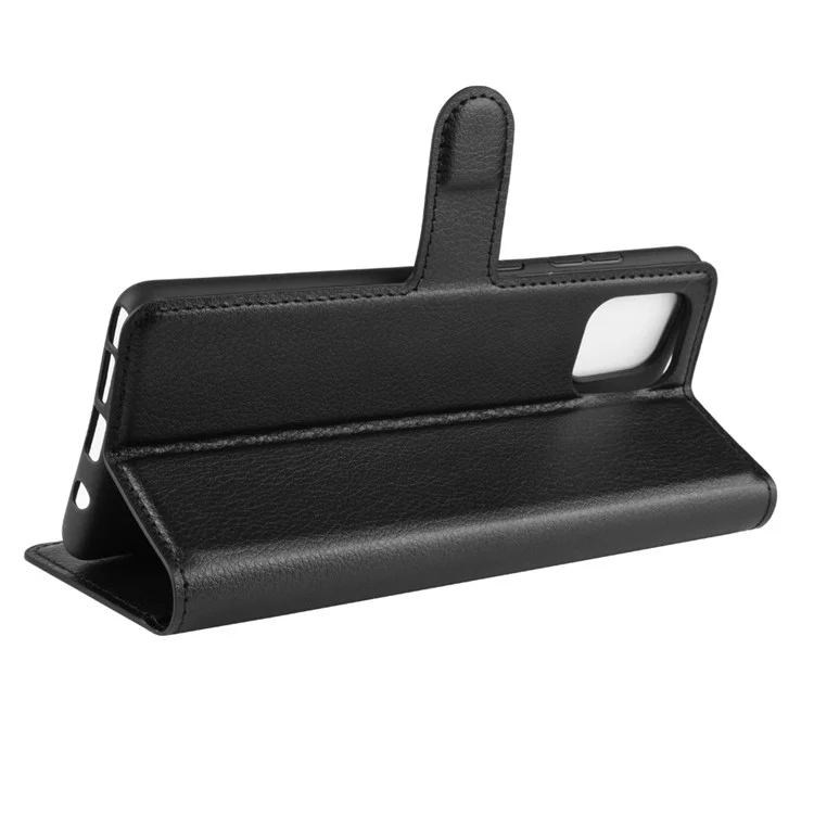 Litchi Skin Wallet Flip Leather Case for Galaxy A81 / Note 10 Lite / M60s - Black-Cellmalls