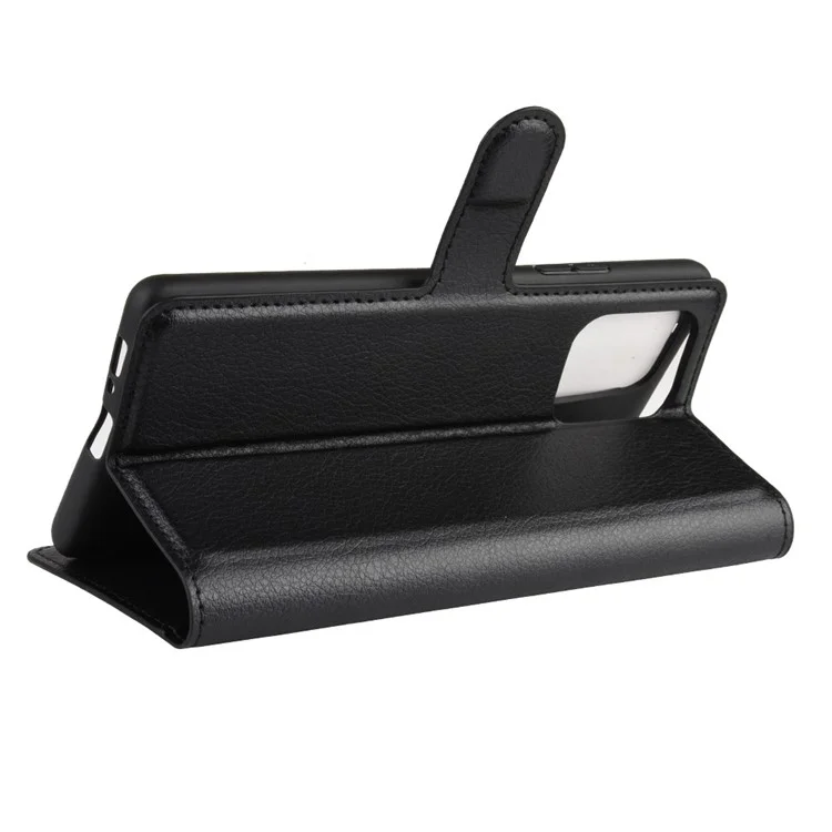 Litchi Skin Wallet Leather Stand Case for Samsung Galaxy A91 / M80s / S10 Lite - Black-Cellmalls