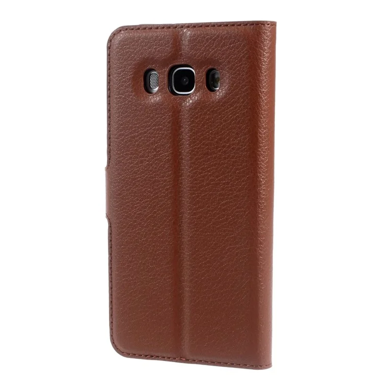 Litchi Grain Wallet Leather Protective Cover for Samsung Galaxy J5 (2016) J510 with Adjustable Stand - Brown-Cellmalls