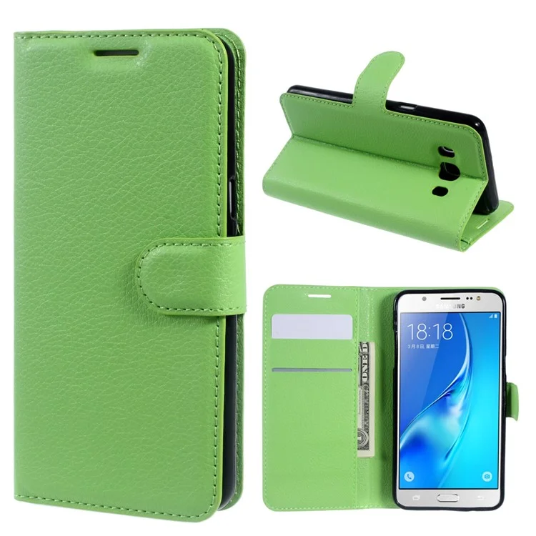 Litchi Grain Wallet Leather Protective Cover for Samsung Galaxy J5 (2016) J510 with Adjustable Stand - Brown-Cellmalls