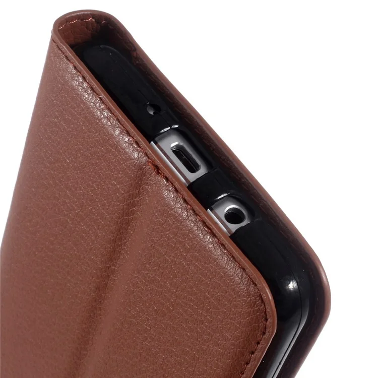 Litchi Grain Wallet Leather Protective Cover for Samsung Galaxy J5 (2016) J510 with Adjustable Stand - Brown-Cellmalls