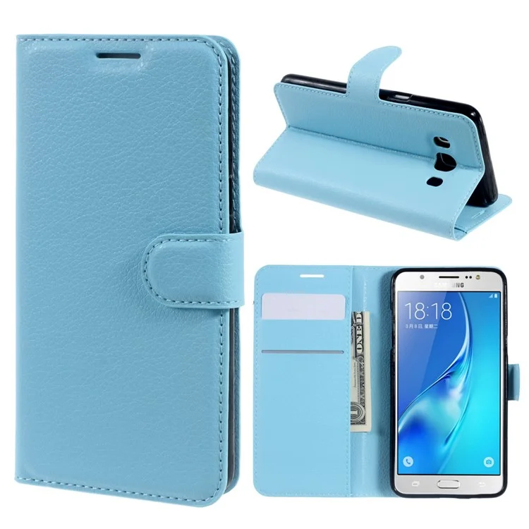 Litchi Grain Wallet Leather Protective Cover for Samsung Galaxy J5 (2016) J510 with Adjustable Stand - Brown-Cellmalls