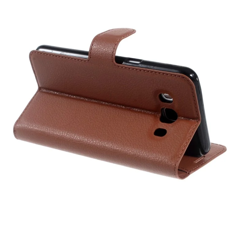Litchi Grain Wallet Leather Protective Cover for Samsung Galaxy J5 (2016) J510 with Adjustable Stand - Brown-Cellmalls