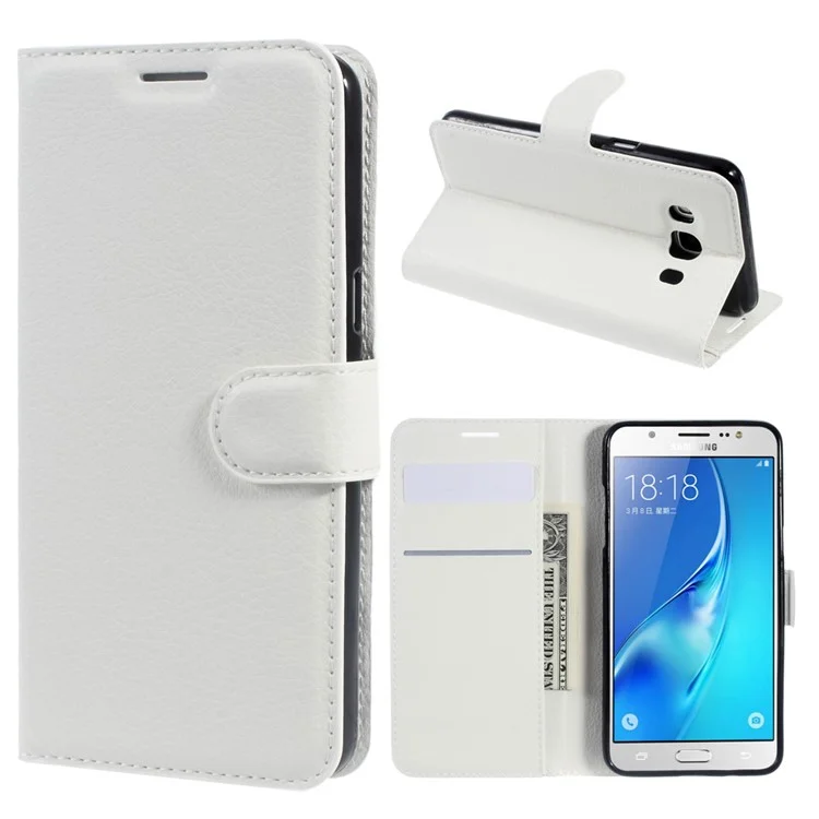 Litchi Grain Wallet Leather Protective Cover for Samsung Galaxy J5 (2016) J510 with Adjustable Stand - Brown-Cellmalls