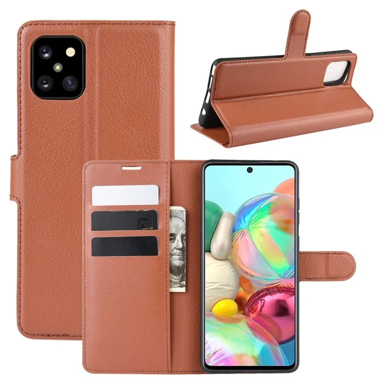 Litchi Skin Wallet Flip Leather Case for Galaxy A81 / Note 10 Lite / M60s - Black-Cellmalls