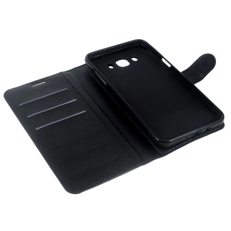 Litchi Grain Wallet Case for Samsung Galaxy J7 (2016) - Black-Cellmalls